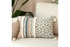 hi-home Poszewka na poduszkę, Boho, dekoracyjna poszewka na poduszkę, z frędzlami, bardzo miękka, 30 x 50 cm (niebieska)