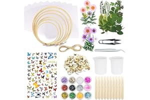 Cayway 29 Pz Set para Hacer Flores Secas, Moldes Resina Kit con Flores Secas, Lazos de Bambú, Lentejuelas para Manualidades de Papel y Manualidades de Flores Secas