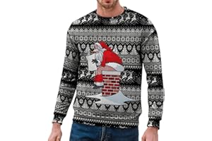TOMORTSUN Homme Pull Moche Noël Pull Impression 3D Imprimé Sweatshirt Pull de Noel Sweat De Noël Jumper Pull Tops O-Cou Manches Longues Sweat-Shirt t-Shirt Hommes Femmes Sauteur Noël