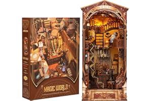ZenWoh DIY Book Nook - Maison de Poupée en Bois Miniature avec Meubles et Lumière LED Puzzle 3D en Bois Construction Créative pour Enfant Adulte (Monde de Magie)
