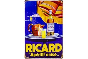 LUCKYLINDE Cartel de chapa retro de 30 x 20 cm adecuado para amantes de Ricard Pastis Pernod – Cafetería & Bar – Cartel de chapa para aficionados a Francia – Café Cultura – Decoración de restaurante