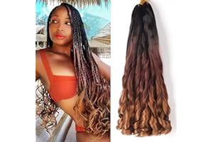Ainimiu French Curly Braiding Hair 22 Inch 8 Packs - Pre Stretched Bouncy Braiding Hair- Loose Wavy Braiding Hair Synthetic Hair Extensions for Black Women (22 inch, 1B/33/30)