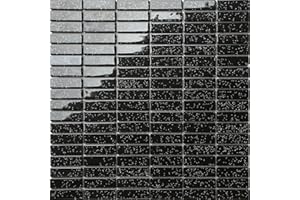 GRAND TAPS 30cm x 30cm Black Rainbow Glitter Glass Mosaic Tiles Sheet (MT0010)