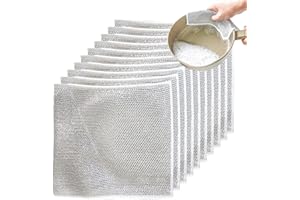 MOBYAT 3/5/10/20 PZ Strofinaccio Multifunzionale in Filo di Acciaio AntiGraffio - Panni Multiuso per Lavare i Piatti in Filo d'Acciaio Giapponese Assorbente e Bagnato e Asciutto, Panni da Cucina