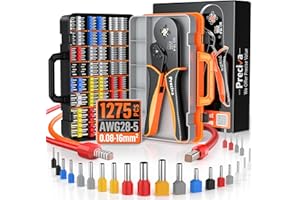 Preciva Wire Crimping Tool Kit,0.08-16mm² with 1275 Ferrules(265 Double Terminals), Ratchet Crimper Tool with Box, Ergonomic Wire Crimping Tool,Wire Connecters Plier