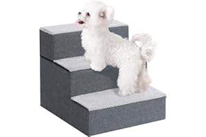 WGYTECH Haustiertreppe für Kleine Hundetreppe für Sofa und Bett aus Hochdichtem Schwamm Treppe mit Abnehmbare Waschbare Bezug Rutschfestem Boden,3 einsetzbare Stützplatten(3-Stufen)