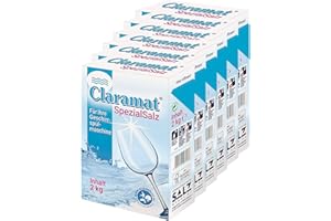 PARADIES POOL GMBH Claramat Spezial Salz / 6 x 2 kg (12 kg) / Spülmaschinensalz/Regeneriersalz/Wasserenthärteranlagen/Geschirrspülmaschine inklusiv 1 Paar ARNOMED Einweghandschuh