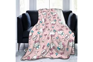 Ksopsdey Hello Kit-ty Kuscheldecke Cartoon Hello Kit-ty Decke Flauschig Hello Kit-ty 3D Anime Kuscheldecke für Couch Blanket, Warme Super Weiche Decke Schlafdecke Sofadecke Reisedecke 100 * 150cm A