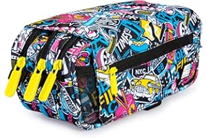 PracticOffice Astuccio Triplo Design per la Scuola con Ampie Tasche Interne e Cerniera Individuale per la Scuola e il Viaggio (NYC)