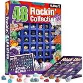 Byncceh 48 Natural Gemstone Set, Rock Minerals for Kids, Science Education Gift, Classroom Birthday Party