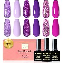 YSUVIN Smalto Semipermanente Unghie, 6 Colori Serie Viola, Scuro ...