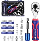 WORKPRO 42-Piece Socket Set with 1/4-Inch Ratchet | Tool Box with Ratchet Set, Screwdriver, Bits and DIY Case