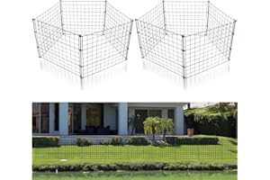 Yakimz Valla de jardín para estanque, 22 unidades, juego de valla para estanque, cercado al aire libre, valla de metal, 10 elementos de valla, 12 barras de fijación (recta)