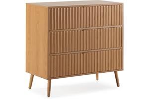 HOMN LIVING Cómoda de Noche Lluvia 3 cajones Color Roble, guías metálicas, 80 cm (Ancho) 40 cm (Profundo) 80 cm (Altura)