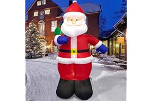 Danxilu 183CM Papá Noel Inflable Navideño para Decoración de Exteriores con Bolsa de Regalo Papá Noel Inflable con Luces LED Incorporadas Decoración de Patio para Fiestas Navideñas al Aire Libre
