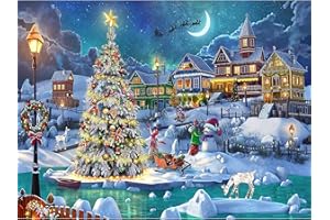 MRNSIET Christmas Night Diamond Painting Kits，5D DIY Diamond Art Kits Full Drill Crystal Rhinestone Arts and Crafts, Gem Art Paint with Diamonds for Home Wall Decor12X16Inch