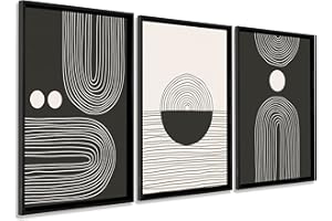 DekoArte - Quadri moderni soggiorno ARTE NORDICA MINIMALISTA 50x70 cm x3 pezzi - Quadri con cornice nero incluso