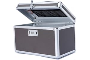 HEWEI WORKS Caja de Medicamentos, 31.0x18.3x19.3cm, Medicinas y seguridad en el hogar, Caja multiusos equipada con cerraduras, Incluye caja de pastillero portátil de bolsillo (café/mediano)