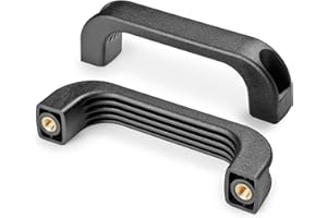 BOTECO B BOTECO - Maniglia Fissa con Boccola con Foro Filettato B226, Maniglie Satinate in Poliammide, Manopole Resistente ad Olii e Grassi, Set da 2 Pezzi, Interasse 120 mm con Inserto Ottone Foro M6 Nera