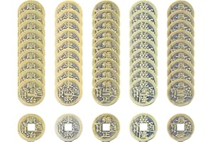 TIANNAIT 50 monete cinesi Feng Shui, monete fortunate cinesi, monete antiche, monete di rame, monete imperiali cinesi, portare felicità, salute e prosperità accessori per la casa