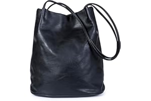 Mabel London Women's Fashion Designer Medium Size Plain Soft Vegan Leather Hobo Bucket Tote Shoulder Bag - Delilah