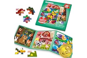 QUOKKA Magnetspiel ab 2 3 Jahre - 36-Teilige Puzzle Beschäftigung Im Flugzeug Kleinkind - Tierisches Weltraum-Dino-Auto Reisespiele Kinder ab 3 5 - Lernmagnet-Geschenk für den Roadtrip