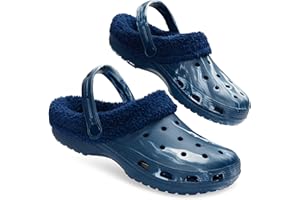 CityComfort Men's Teens Clogs Winter Classic Fleece Lined House Shoes - Warm Garden Shoes Slip On with Strap