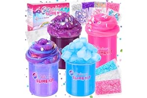 Ltteaoy Set di Slime per Bambini 4-Pack,Slime Morbido con 11 Accessori,Slime Colorato per Ragazzi e Ragazze,Kit Creativo Fai-da-Te, Compleanni e Natale per Bambini dai 5 ai 12 Anni