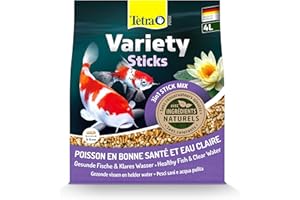 Tetra Pond Variety Sticks – Mélange Complet d’Aliments en Stick pour tous les Poissons de Bassin - Enrichis en Oligo-éléments, Vitamines essentiels, Caroténoïdes, Fibres - Ne pollue pas l’eau – 4 L