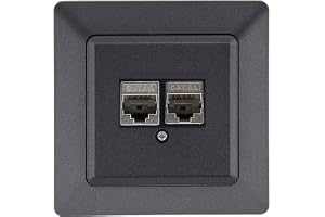 MILOS Netzwerkdose, 2x CAT6, anthrazit mit Rahmen