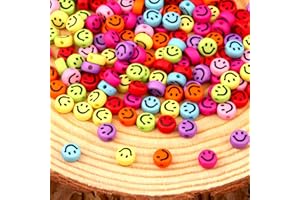 ZesNice Pack of 600 Colourful Smiley Beads, Emoji Threading Beads for Key Chain, Phone Chain, Craft Beads, Smile Beads, Crafts, DIY