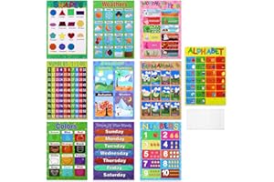 jojofuny Affiche Éducative pour Les Enfants Dâge Préscolaire Pack de 10 Affiches Éducatives Préscolaires pour La Classe de Maternelle Des Tout-Petits Outil Dapprentissage Des Couleurs de
