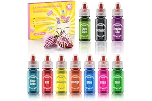 Wwtop Colorant Alimentaire Liposoluble 10 CouleursX6ml Ensemble Colorant Alimentaire à Base d'huile de Chocolat Concentration pour Gâteaux, Pâtisserie, Macarons, Cupcake, Cuisson