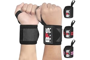 BFS IMPEX Wrist Wraps for Weightlifting,18” Premium Quality Wrist Straps for Weightlifting,Weight Lifting Wrist Wraps with Thumb Loop for Curls Dips,Powerlifting Weight Training Men Women