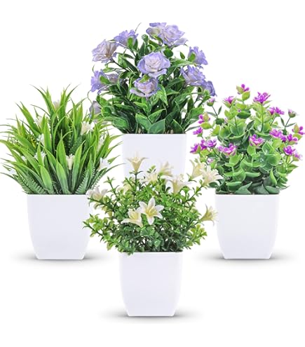 VINFUTUR 5pcs Succulentes Artificielles avec Pot Mini Fausse Plantes