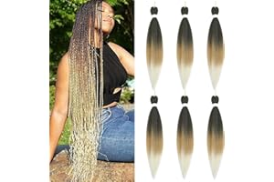 FIRSTCYH HAIR Braiding Hair Pre-Stretched Braiding Hair, 8 Packs Ombre PreStretched Braiding Hair for Crochet Twist Braids Hair for Black Women (66 cm - 26 Inches (6 Pack), 1B/27/613#)
