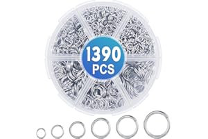 CAIANWIN 1390Pcs Jump Rings Kit, 6 Sizes Open Jump Rings Connector Silver Metal Jewellery Jump rings for Jewelry Making Bracelet Earring Necklace Charms Repair (4mm 5mm 6mm 7mm 8mm 10mm)