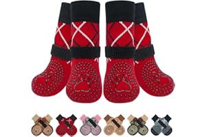 BEAUTYZOO Chaussettes antidérapantes pour chien pour éviter de lécher les pattes pour sols en bois dur, chaussons pour trottoirs chaud/froid, bottes antidérapantes et protections de pattes Contrôle de