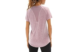 Wayleb Camiseta Deportivo Mujer Camiseta de Manga Corta Camiseta Holgada de Secado Rápido Camisetas de Malla Mujer Yoga Fitness Top Ropa Deportiva Entrenamiento Atlético
