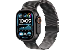 Apple Watch Ultra 2 GPS + Cellular Smartwatch, Reloj Deportivo con Caja de Titanio Negro Resistente de 49 mm y Pulsera Milanese Loop en Titanio Negro - Talla M. Monitor de entreno y Neutro en Carbono
