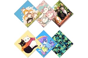 CREATCABIN 6 Paquet Chiffon Nettoyage Lunettes Chat Chiffon Microfibre Doux Multicolore pour Lunettes Soleil Lingettes Épaisses Réutilisables pour Appareil Photo Téléphone Portable Écrans 15.5x15.5cm