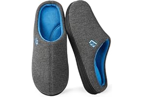 LongBay Men's Waffle Two-Tone Slippers Cozy Memory Foam Breathable House Slippers with Non-Slip Rubber Sole
