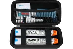 Elonbo EpiPen Tragetasche, Travel Medicine Kit für 2 Epi Pens oder Auvi Q, Ventolin Inhalator, Allergie-Medikamente, Diabetik Supplies Organize Halter Tasche, schwarz (NUR FALL!)