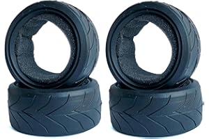 KEEDA 4 Stück Gummireifen mit Schaumstoffeinlagen Reifen für 1/10 HSP Tamiya HPI Kyosho RC On Road Runflating Touring Auto (R, 62mm)