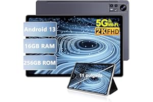AOCWEI Tablet 11 Pulgadas 2K Android 13 16GB RAM+256GB ROM (TF 512GB)|8600 mAh|5MP+13MP+2MP| 2000 * 1200pixels |Bluetooth 5.0 |5G+2.4G WiFi |Octa-Core|Tablet con Funda