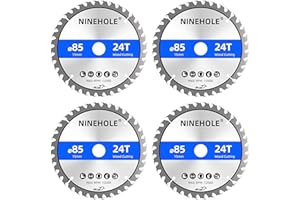 NINEHOLE 4 sztuki Brzeszczot do Piły Tarczowej 85 x 15 mm (pierścień 10mm) - Tarcza 24 Zębów, do Drewna, Sklejki, Laminatu, Płyt Kartonowo-Gipsowych, Plastiku