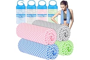 BOGI 4 Pack Cooling Towel, Cooling Towels for Neck(100x30 cm) Ice Towel Cooling Towel, Soft Breathable Sweat Towel for men & women,Stay Cool for Yoga, Sport, Gym, Camping & More Activities | BGGPink4
