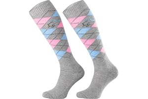 TODO Comodo STPDJ Calze Equitazione Donna, Uomo, Bambina | Calzini da Equitazione Ragazza Ragazzo a Scacchi Lunge in Cotone