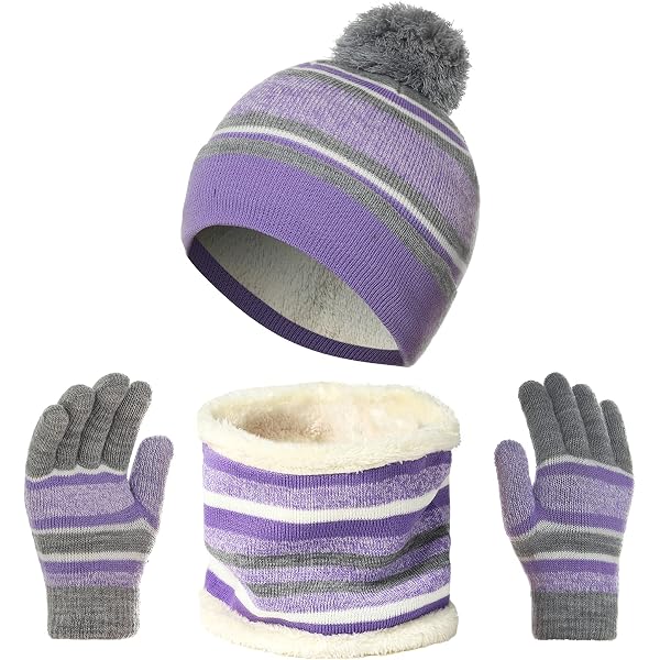 MIVAIUN Ensemble Hiver Enfant 3 Pièces Bonnet Écharpe Gants Rose - Chaud Et Confortable 3-8 Ans