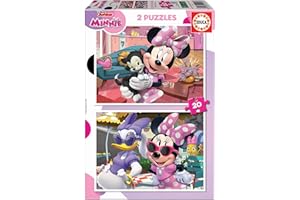 Educa - Puzzle di cartone con 20 pezzi per bambini | Minnie. Set di 2 puzzle da 20 pezzi ciascuno, doppio divertimento. Dimensioni del puzzle: 28 x 20 cm. A partire dai 3 anni (19297)